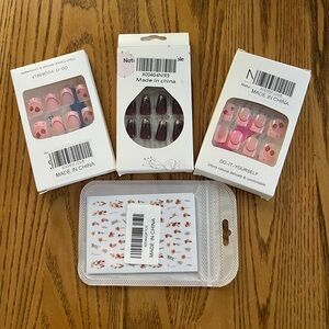 Three sets of press on nails and nail‎ stickers NEW